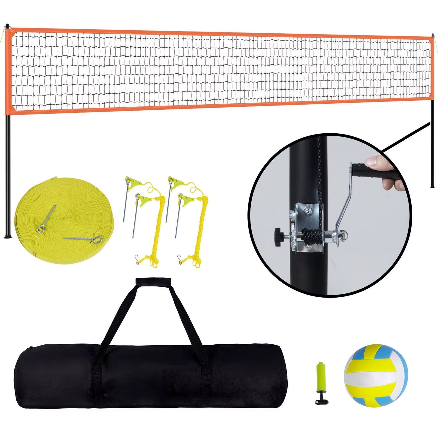 Succebuy 1.25-1.75Inch Outdoor Volleyball Net System Adjustable Height Aluminum Poles Volleyball Set with Pump Carrying Bag