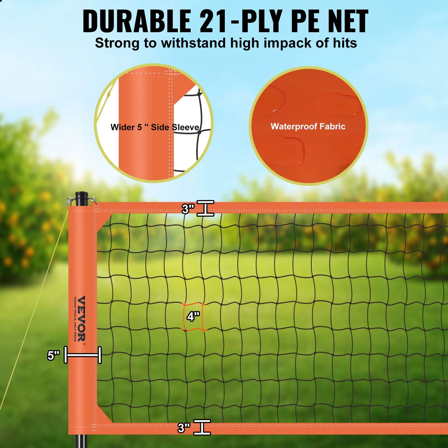 Succebuy 1.25-1.75Inch Outdoor Volleyball Net System Adjustable Height Aluminum Poles Volleyball Set with Pump Carrying Bag