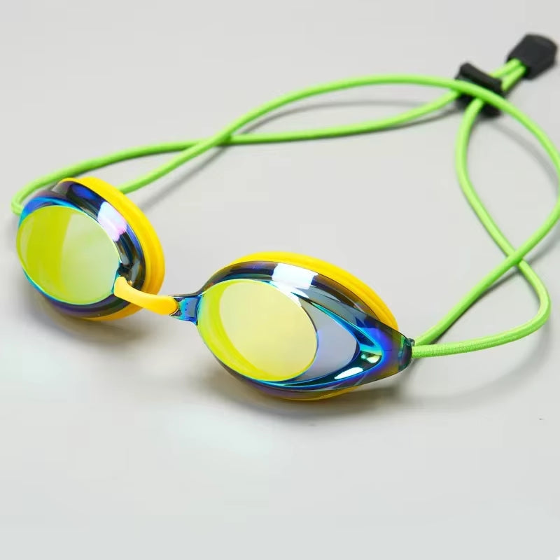 New Swimming Goggles Rope Head with Bright Color Electroplated Waterproof and Anti-Fog Goggles Adult Outdoor Swimming Glasses