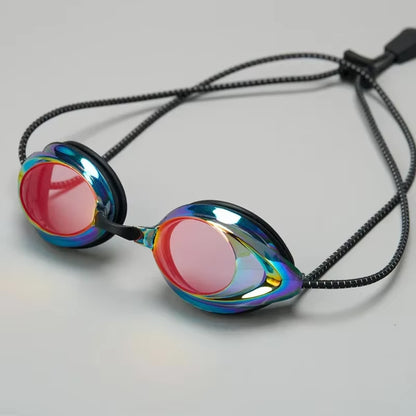 New Swimming Goggles Rope Head with Bright Color Electroplated Waterproof and Anti-Fog Goggles Adult Outdoor Swimming Glasses